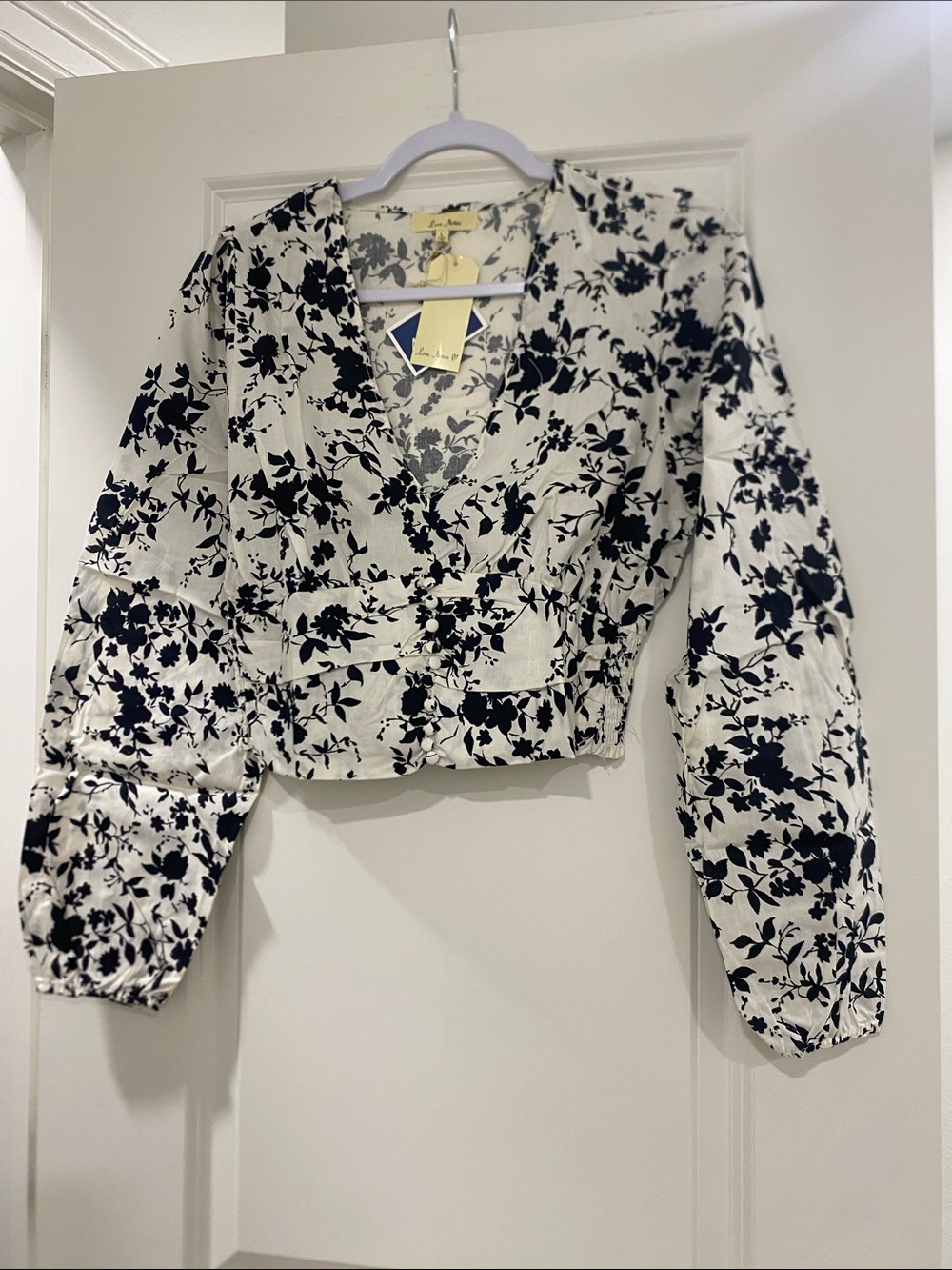 Love Notes Black and White Floral Wrap Jacket